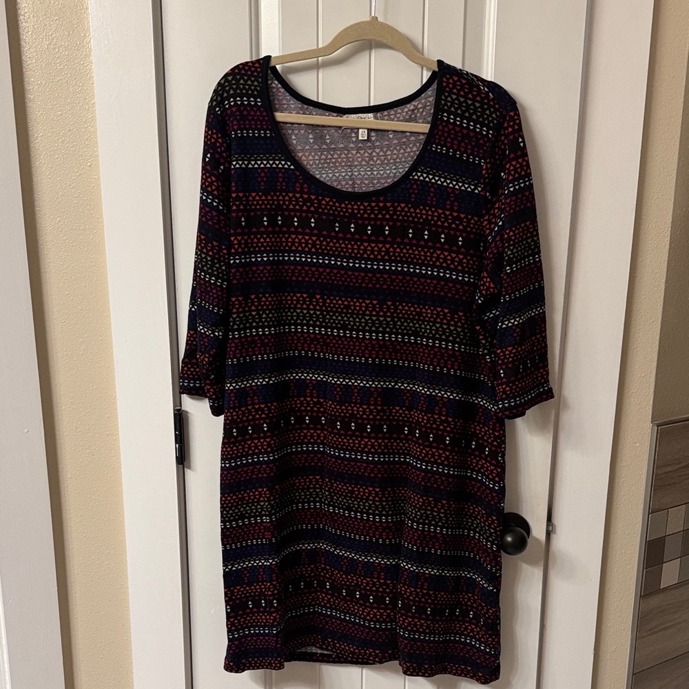Women's Navy and Red Midi Dress